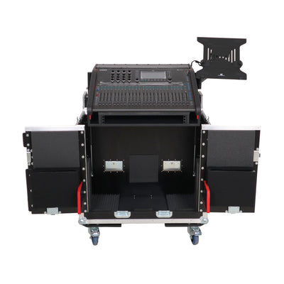 ProX Allen and Heath QU-6 Flip-Ready Hydraulic Console Easy Retracting Lifting Case 1U and Laptop Display Arm by ZCASE