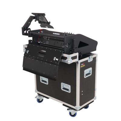 ProX Allen and Heath QU-6 Flip-Ready Hydraulic Console Easy Retracting Lifting Case 1U and Laptop Display Arm by ZCASE