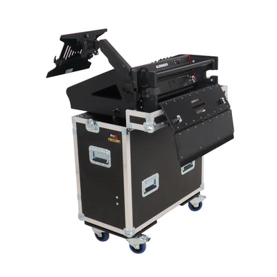 ProX Allen and Heath QU-6 Flip-Ready Hydraulic Console Easy Retracting Lifting Case 1U and Laptop Display Arm by ZCASE
