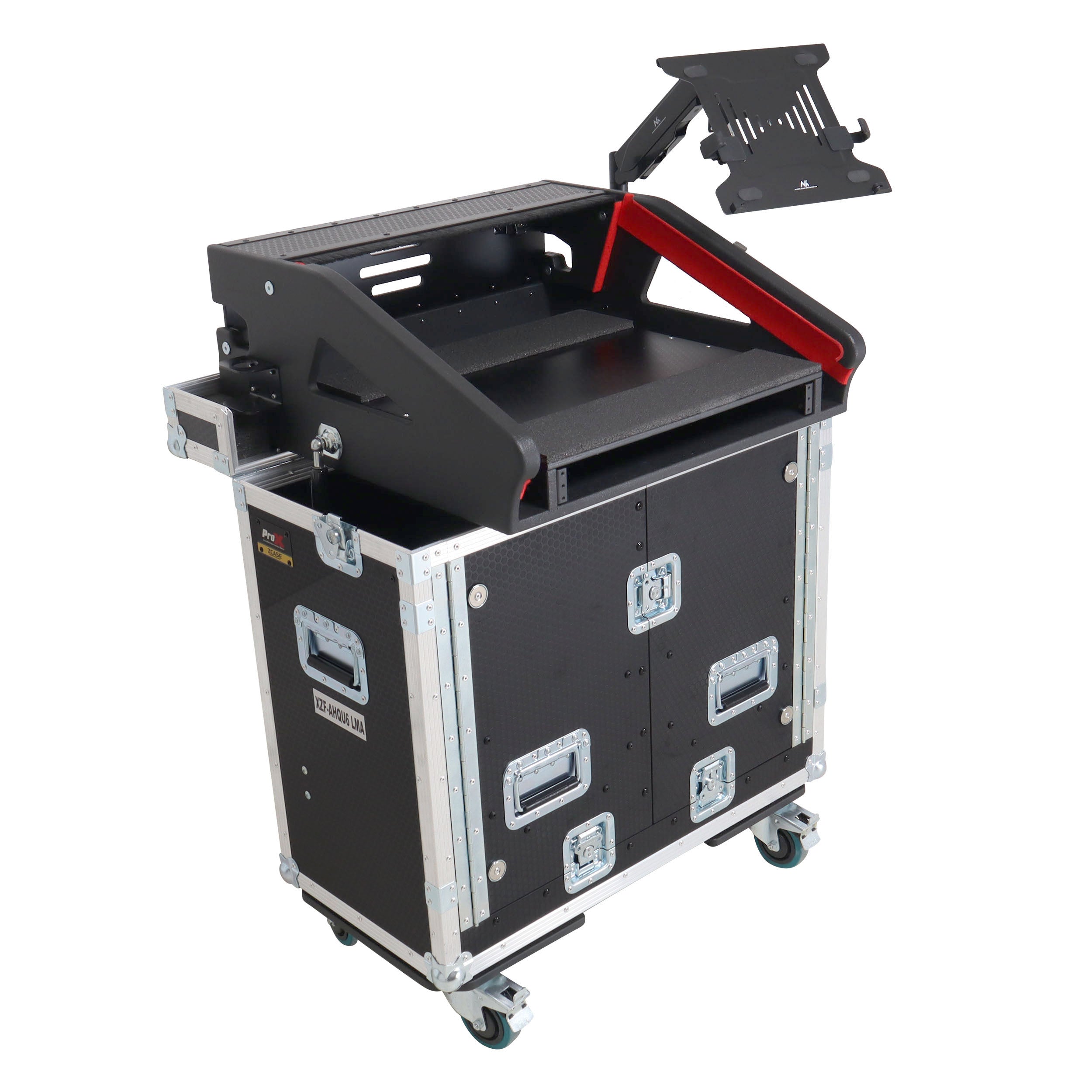 ProX Allen and Heath QU-6 Flip-Ready Hydraulic Console Easy Retracting Lifting Case 1U and Laptop Display Arm by ZCASE
