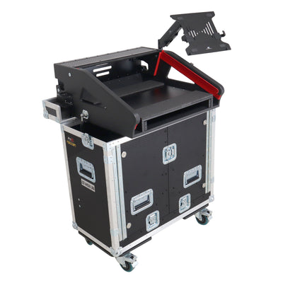 ProX Allen and Heath QU-6 Flip-Ready Hydraulic Console Easy Retracting Lifting Case 1U and Laptop Display Arm by ZCASE