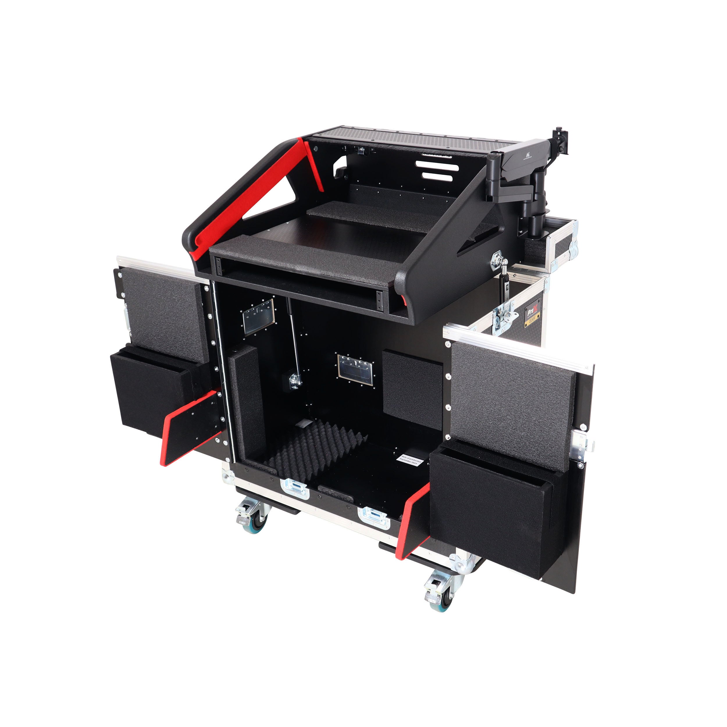 ProX Allen and Heath QU-6 Flip-Ready Hydraulic Console Easy Retracting Lifting Case 1U and Laptop Display Arm by ZCASE
