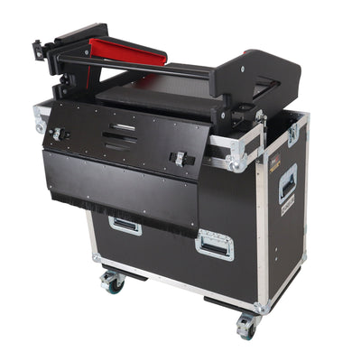 ProX Allen and Heath QU-6 Flip-Ready Hydraulic Console Easy Retracting Lifting Case 1U and Laptop Display Arm by ZCASE