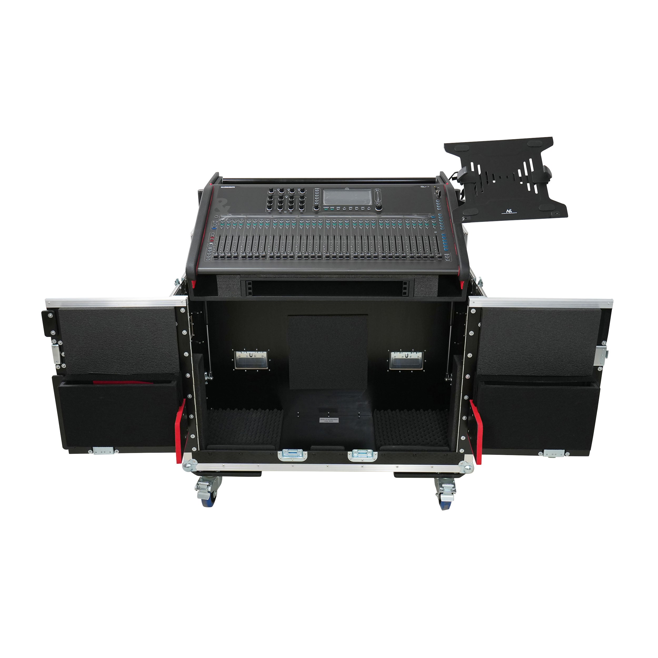 ProX Allen and Heath QU-7 Flip-Ready Hydraulic Console Easy Retracting Lifting Case 1U and Laptop Display Arm by ZCASE