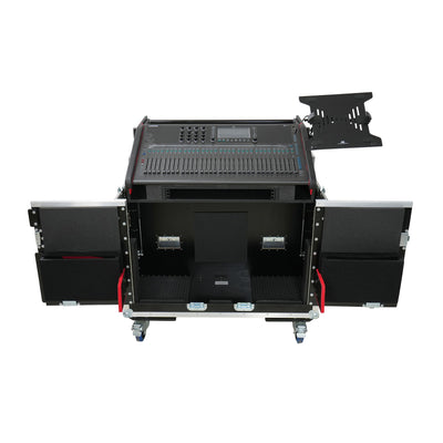 ProX Allen and Heath QU-7 Flip-Ready Hydraulic Console Easy Retracting Lifting Case 1U and Laptop Display Arm by ZCASE