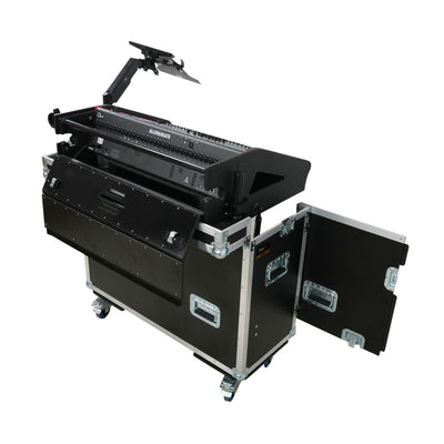 ProX Allen and Heath QU-7 Flip-Ready Hydraulic Console Easy Retracting Lifting Case 1U and Laptop Display Arm by ZCASE