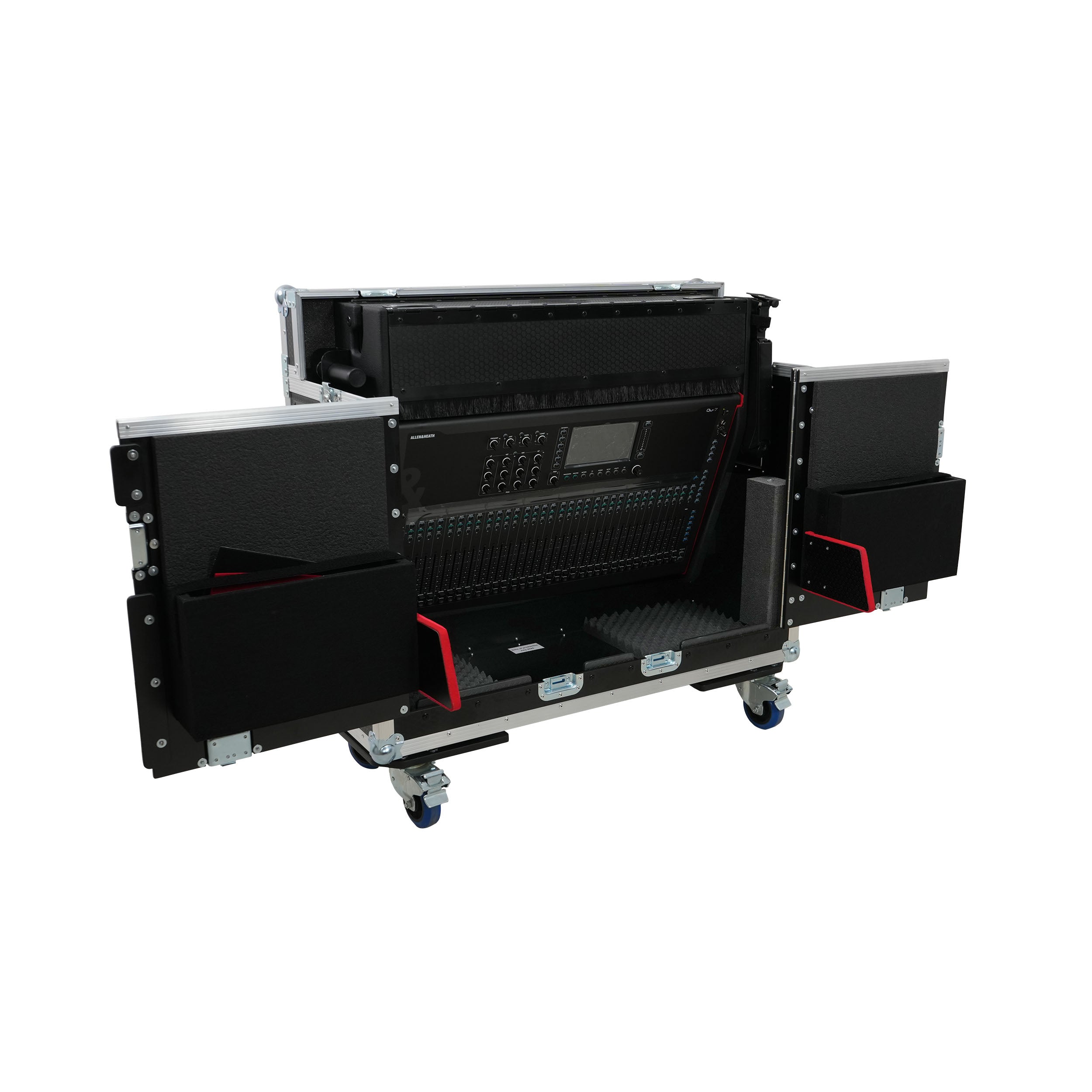 ProX Allen and Heath QU-7 Flip-Ready Hydraulic Console Easy Retracting Lifting Case 1U and Laptop Display Arm by ZCASE