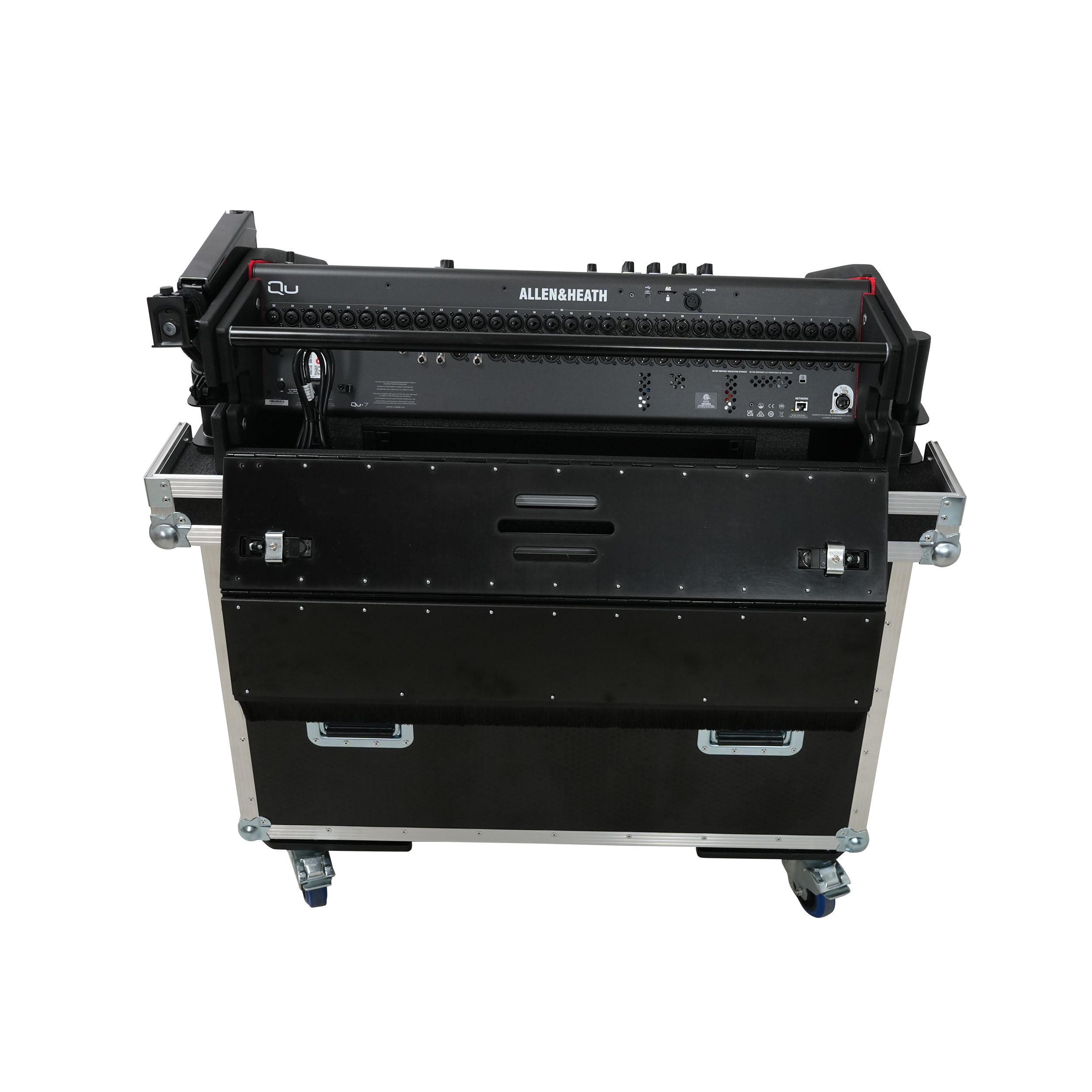 ProX Allen and Heath QU-7 Flip-Ready Hydraulic Console Easy Retracting Lifting Case 1U and Laptop Display Arm by ZCASE