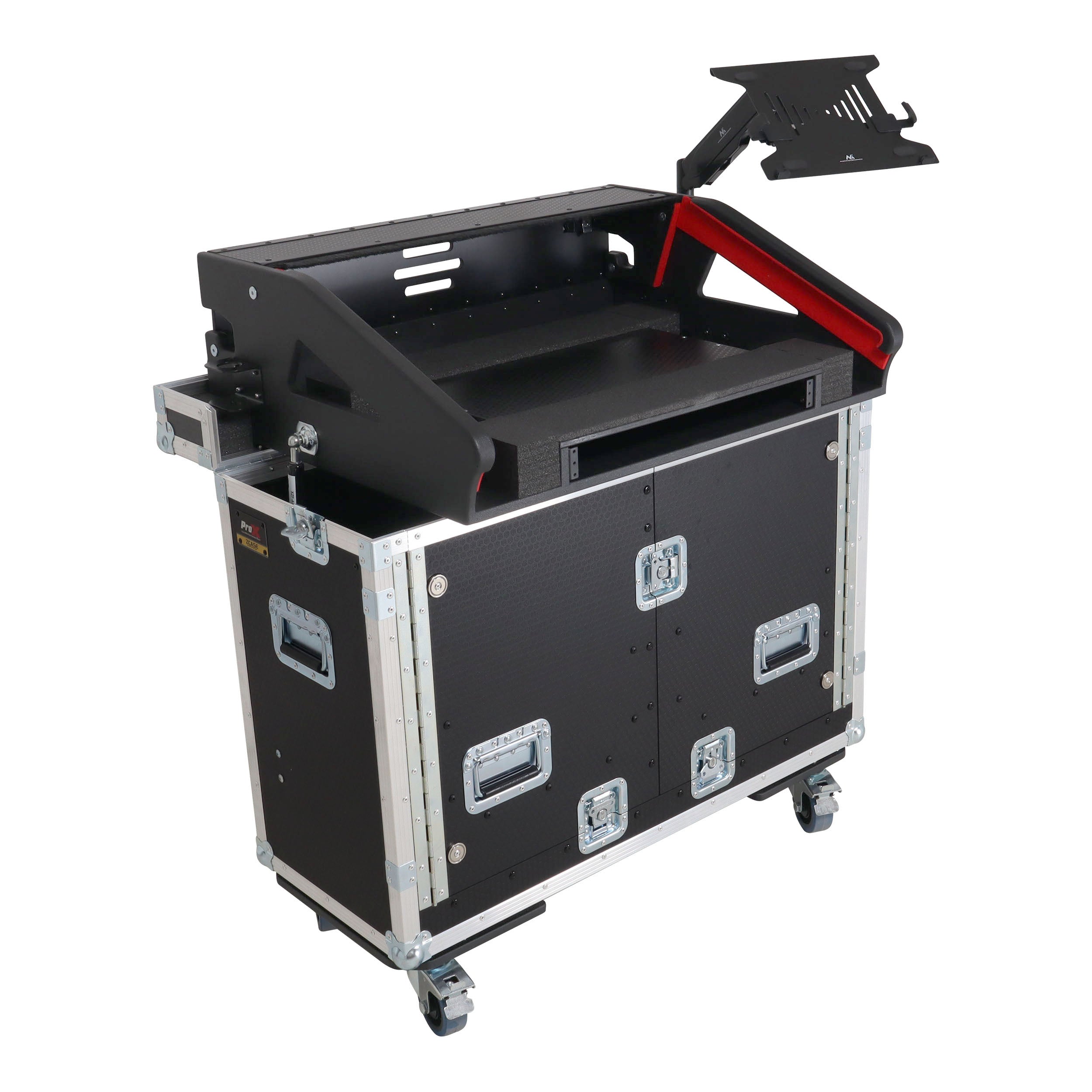 ProX Allen and Heath QU-7 Flip-Ready Hydraulic Console Easy Retracting Lifting Case 1U and Laptop Display Arm by ZCASE