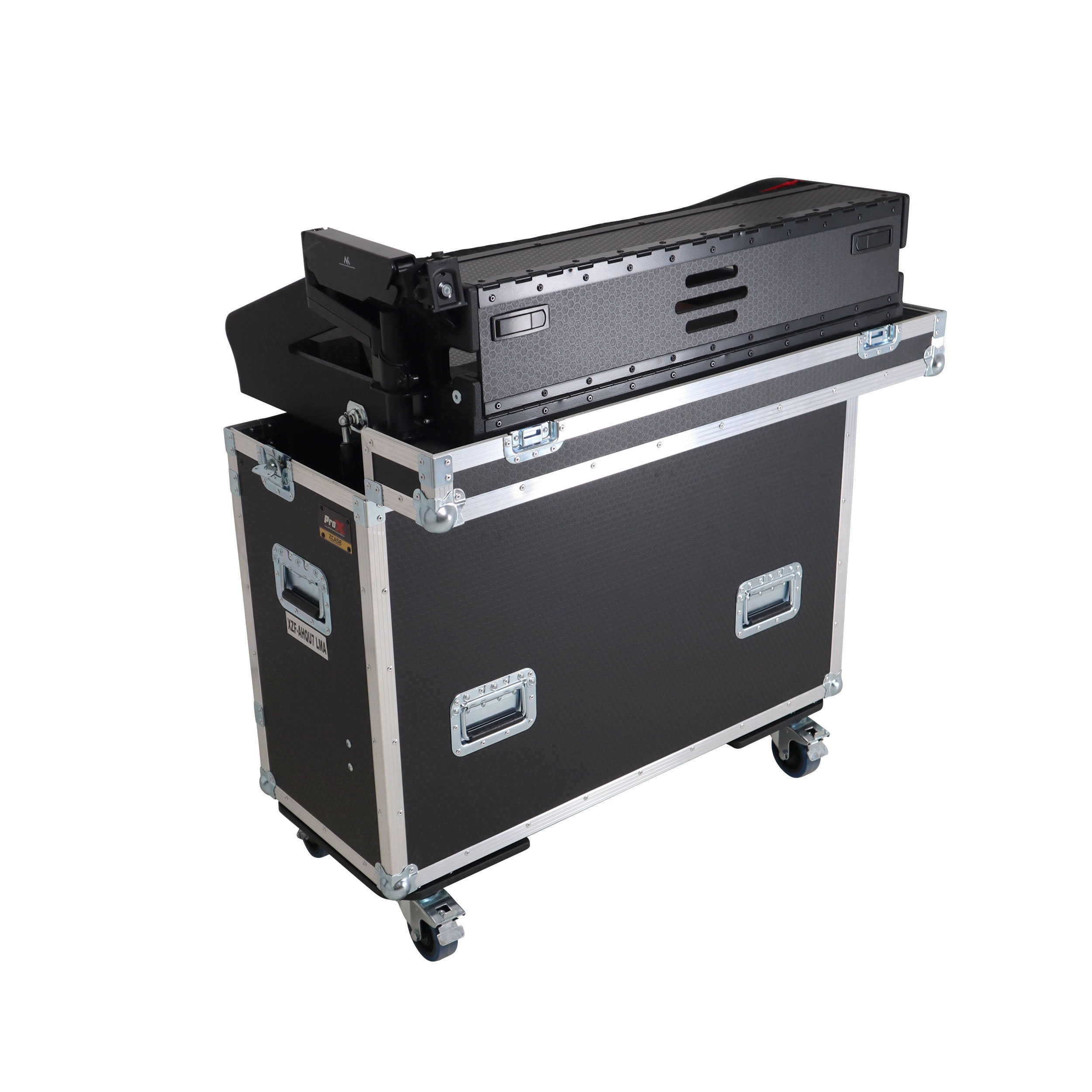 ProX Allen and Heath QU-7 Flip-Ready Hydraulic Console Easy Retracting Lifting Case 1U and Laptop Display Arm by ZCASE