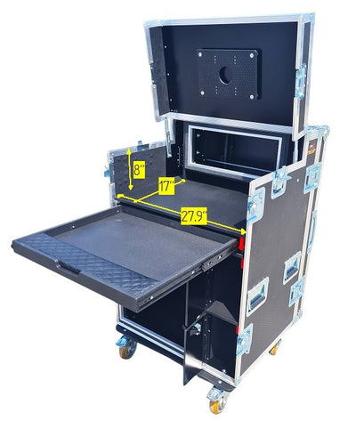 ProX Mobile AV Broadcasting Streaming Recording Studio Workstation Case with 4U Top 12U Bottom Black Finish