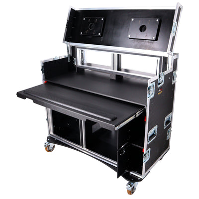 ProX Mobile AV Broadcasting Streaming Recording Studio Workstation Case with 2x 4U Top 2x 12U Bottom