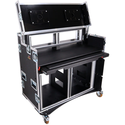 ProX Mobile AV Broadcasting Streaming Recording Studio Workstation Case with 2x 4U Top 2x 12U Bottom