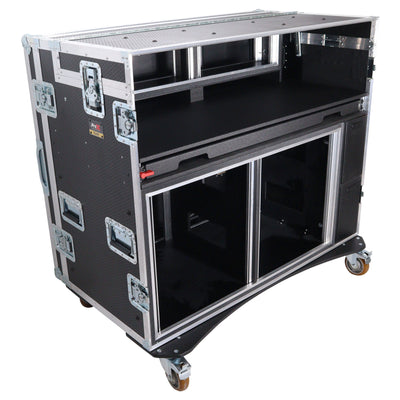 ProX Mobile AV Broadcasting Streaming Recording Studio Workstation Case with 2x 4U Top 2x 12U Bottom