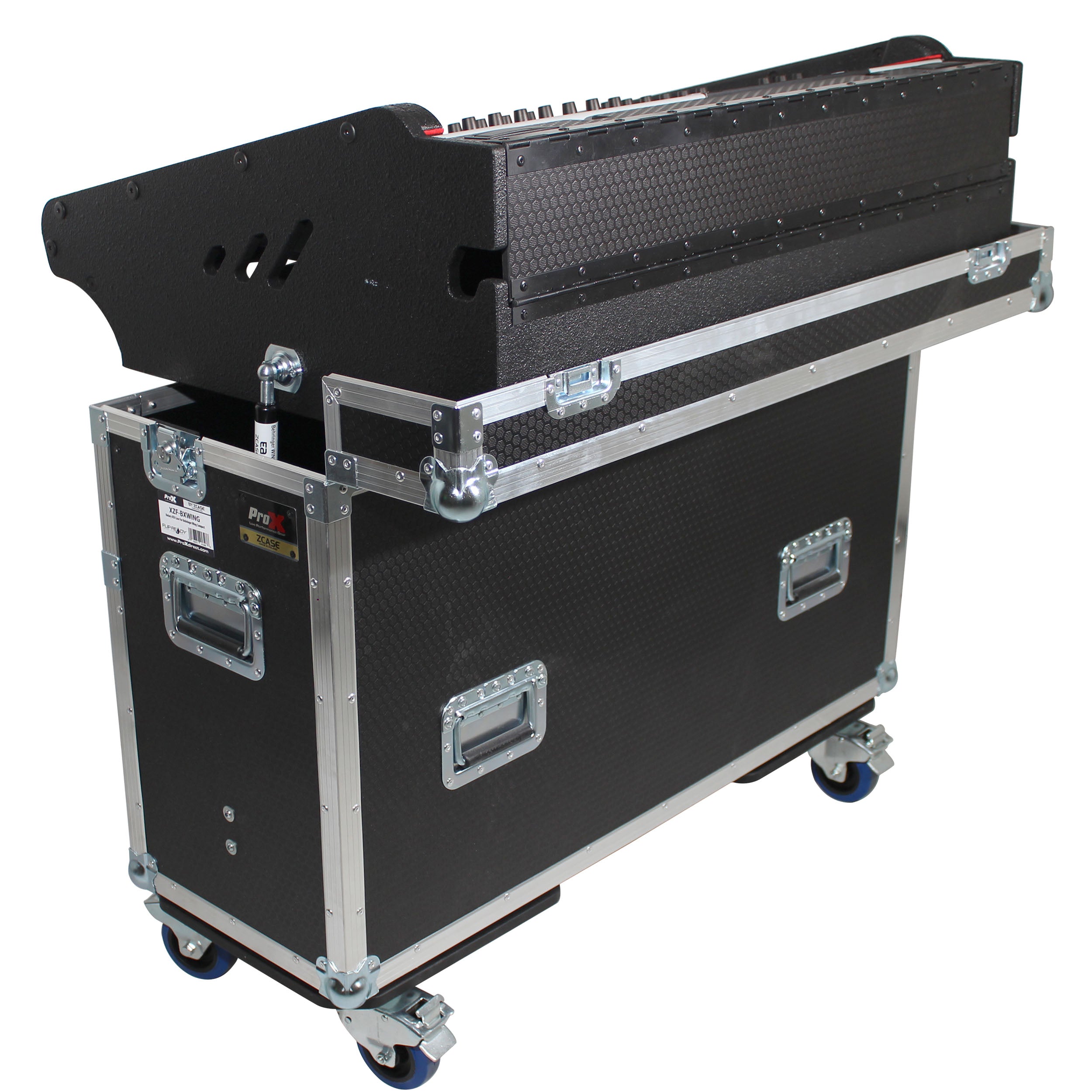 ProX Behringer Wing Flip-Ready Hydraulic Console Easy Retracting Lifting Flight Case and wheels
