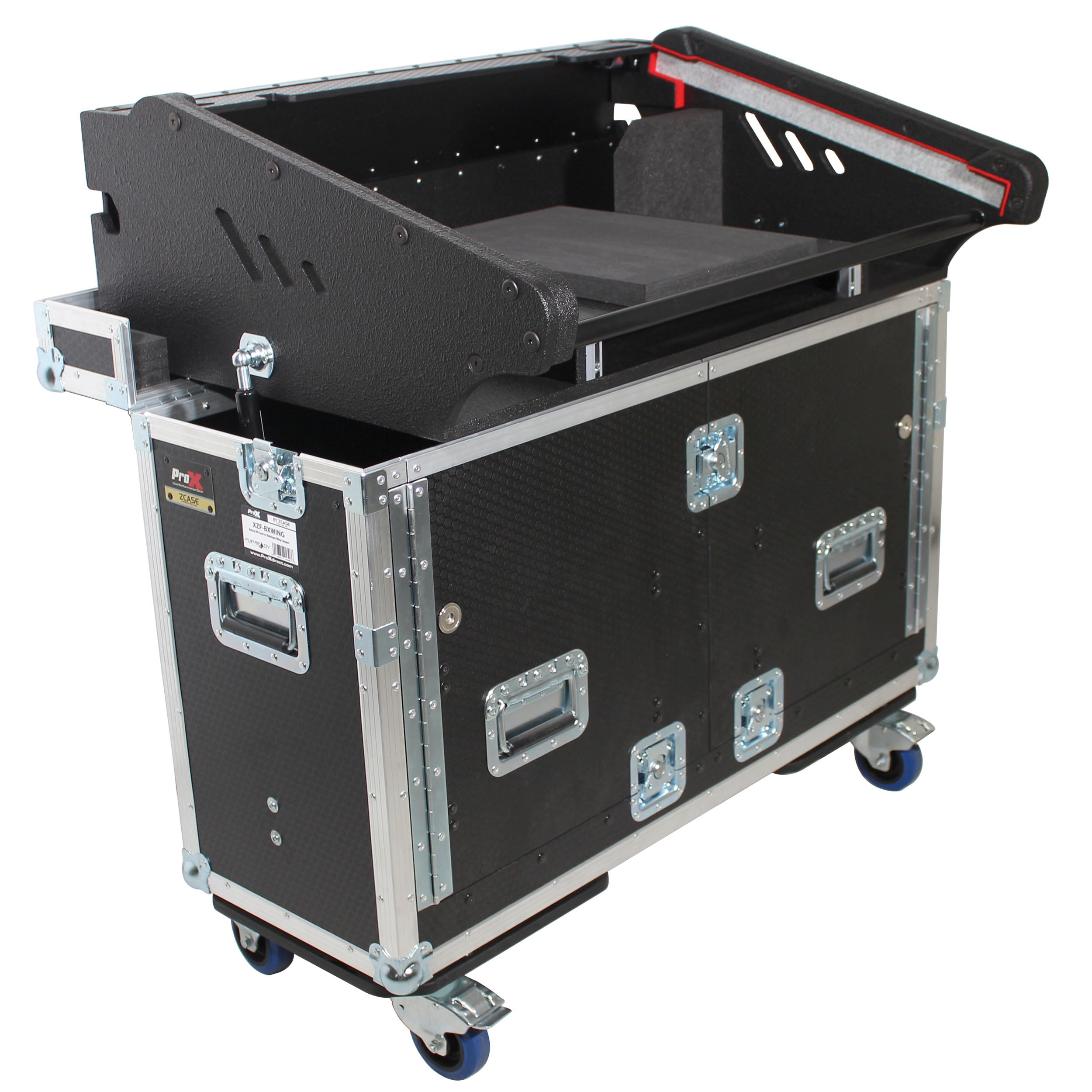 ProX Behringer Wing Flip-Ready Hydraulic Console Easy Retracting Lifting Flight Case and wheels