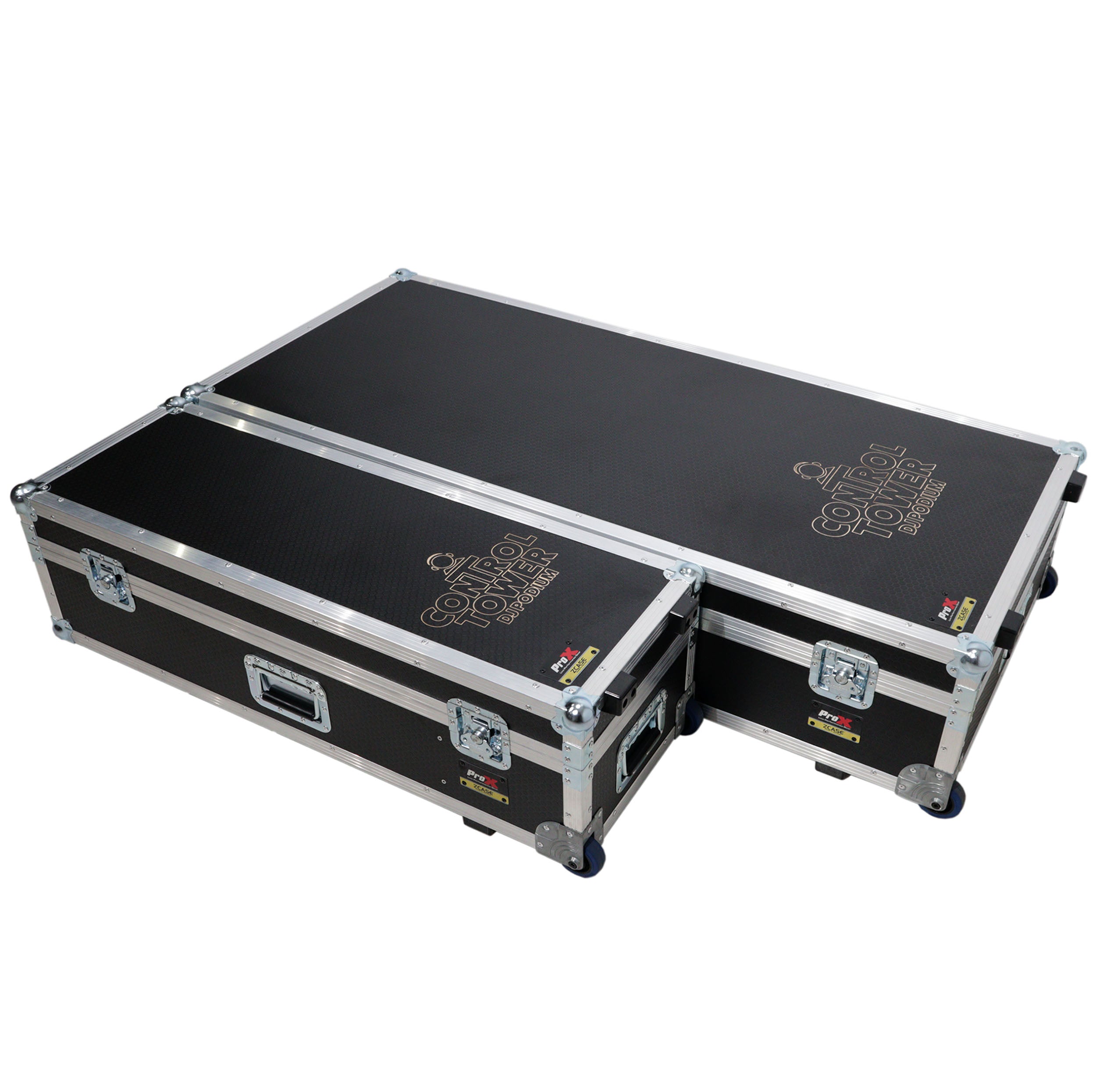 ProX Control Tower DJ Podium with Road Cases for Pioneer CDJ-3000 Denon SC6000 CD Players RANE Twelve Turntable