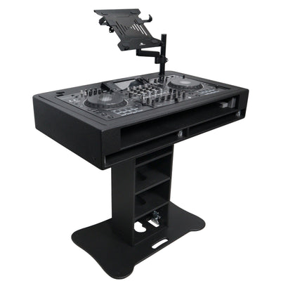 ProX Control Tower DJ Podium with Road Cases for Pioneer DDJ-REV7 XDJ-XZ FLX10 RANE Four - Black Finish