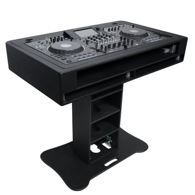 ProX Control Tower DJ Podium with Road Cases for Pioneer DDJ-REV7 XDJ-XZ FLX10 RANE Four - Black Finish