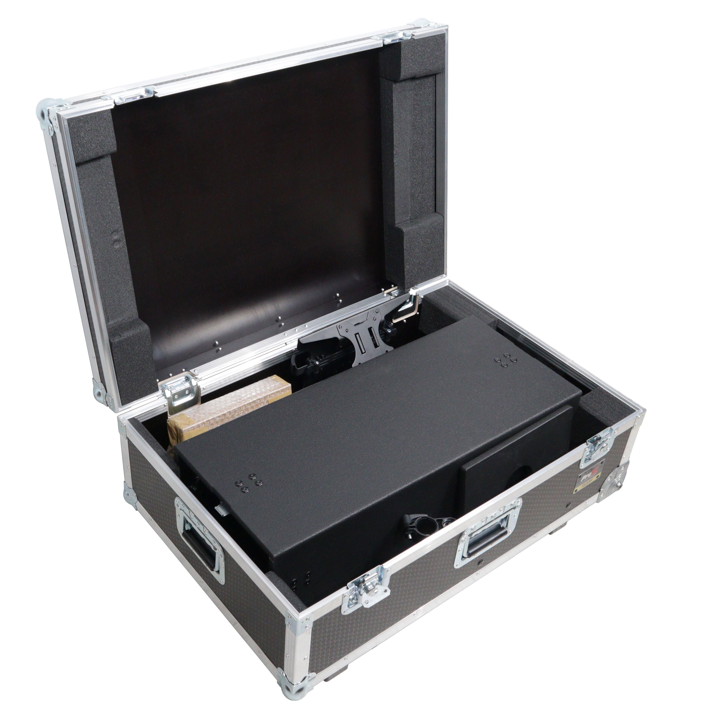 ProX Control Tower DJ Podium with Road Cases for Pioneer DDJ-REV7 XDJ-XZ FLX10 RANE Four - Black Finish