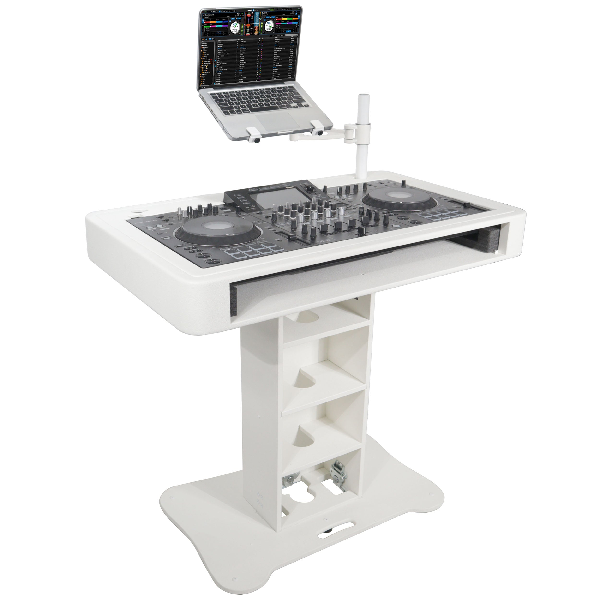 ProX Control Tower DJ Podium for Pioneer DDJ-REV7 XDJ-XZ FLX10 RANE Four - White Finish