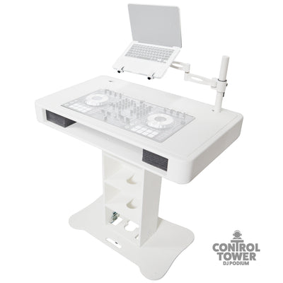 ProX Control Tower DJ Podium for Pioneer DDJ-REV7 XDJ-XZ FLX10 RANE Four - White Finish