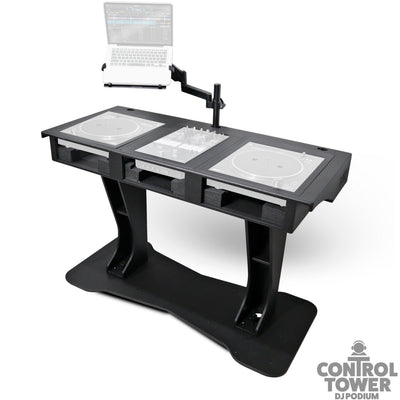 ProX Control Tower DJ Podium with Road Cases for Pioneer CDJ-3000 Denon SC6000 CD Players RANE Twelve Turntable