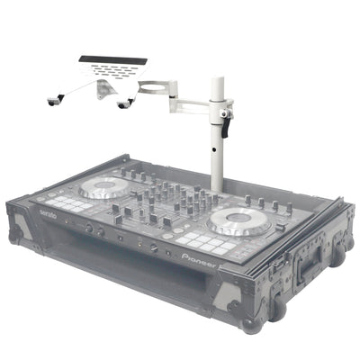 ProX Articulating Laptop Tray Arm Pole for Control Tower DJ Podium Flip Ready DJ Cases White Finish