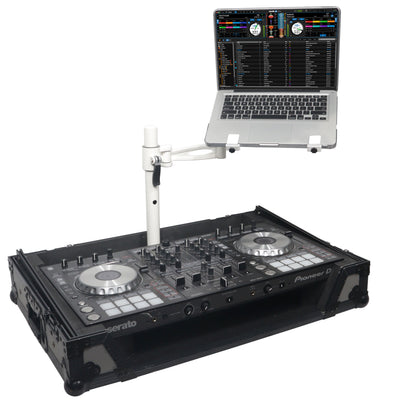 ProX Articulating Laptop Tray Arm Pole for Control Tower DJ Podium Flip Ready DJ Cases White Finish