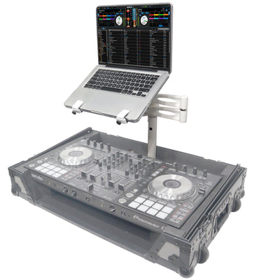 ProX Articulating Laptop Tray Arm Pole for Control Tower DJ Podium Flip Ready DJ Cases White Finish