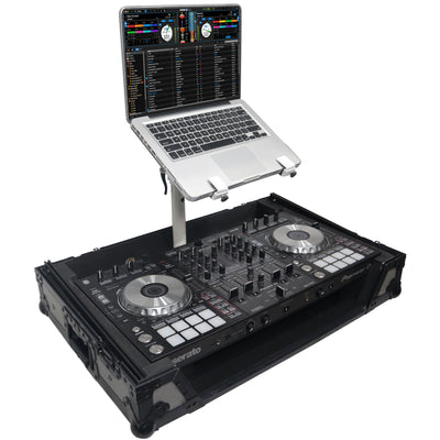 ProX Articulating Laptop Tray Arm Pole for Control Tower DJ Podium Flip Ready DJ Cases White Finish