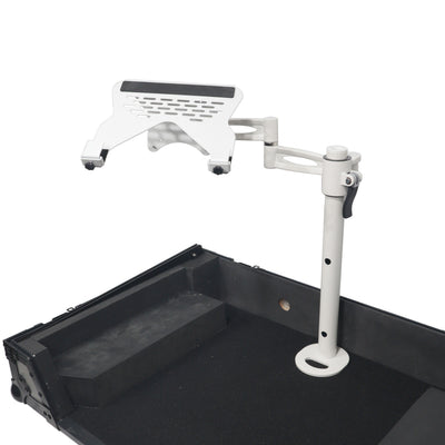 ProX Articulating Laptop Tray Arm Pole for Control Tower DJ Podium Flip Ready DJ Cases White Finish