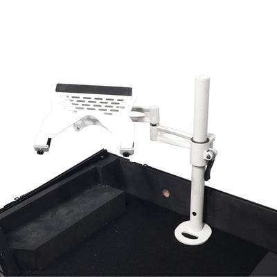 ProX Articulating Laptop Tray Arm Pole for Control Tower DJ Podium Flip Ready DJ Cases White Finish