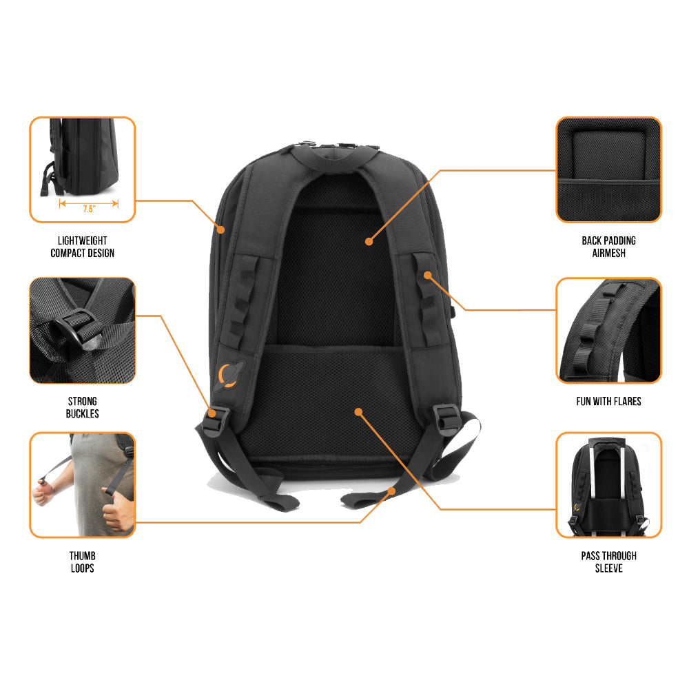 JetPack Slim - Compact Design DJ Backpack (Black)