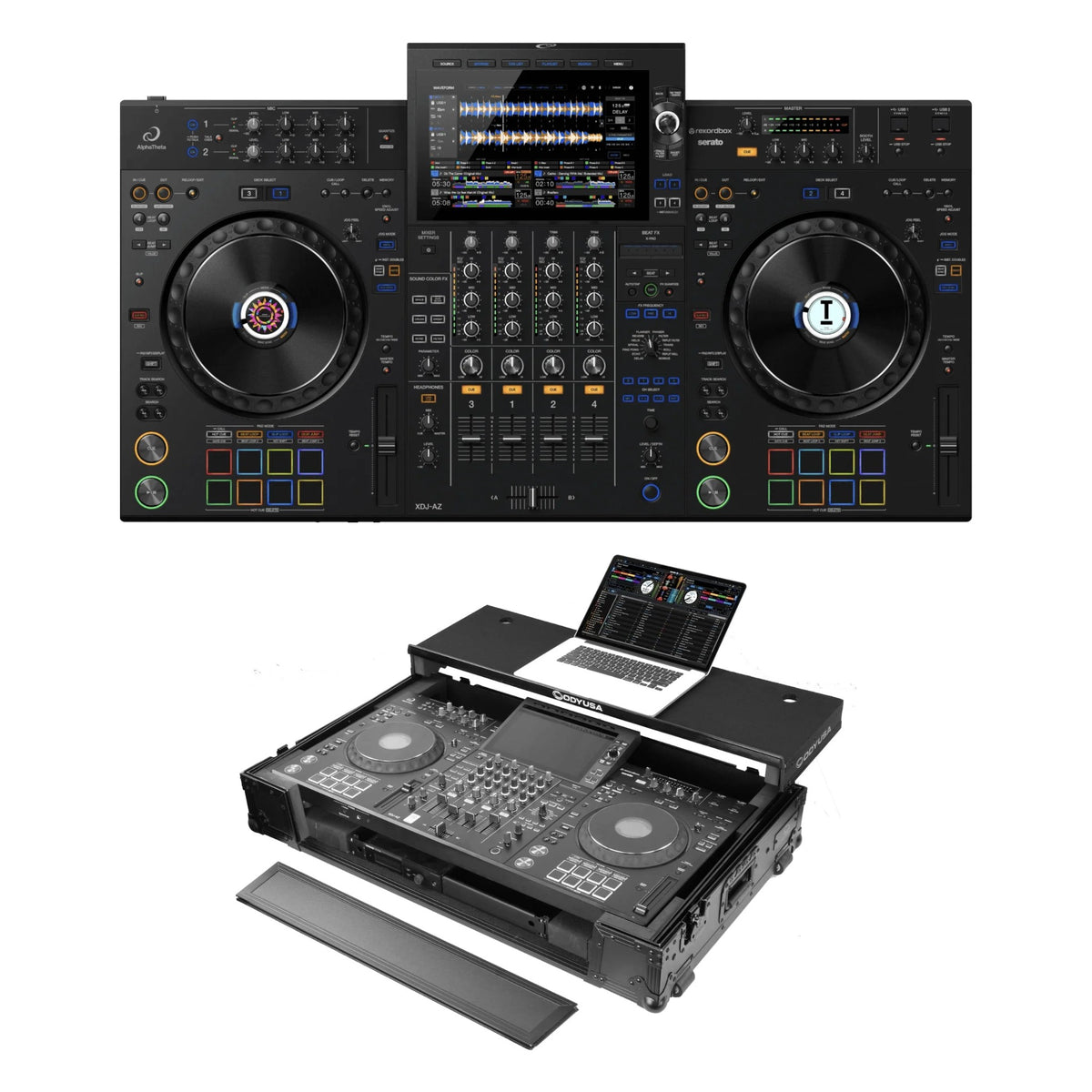 AlphaTheta XDJ-AZ + Odyssey FZGSATXDJAZWBL Flight Case Bundle