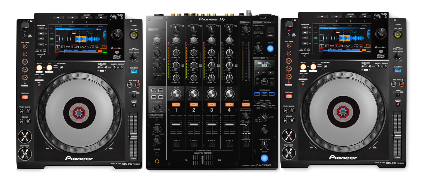2x Pioneer DJ CDJ-900 Nexus + Pioneer DJ DJM-750MK2 Bundle