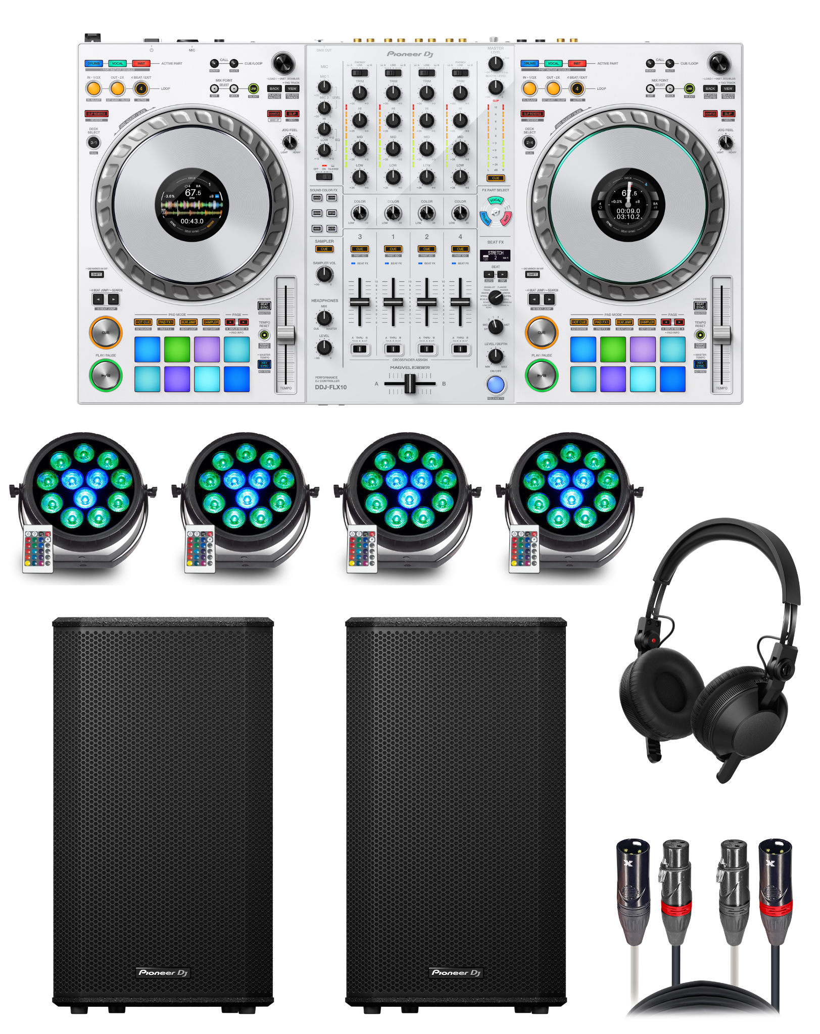 Pioneer DJ DDJ-FLX10-W (White) "Party Rocker" Bundle
