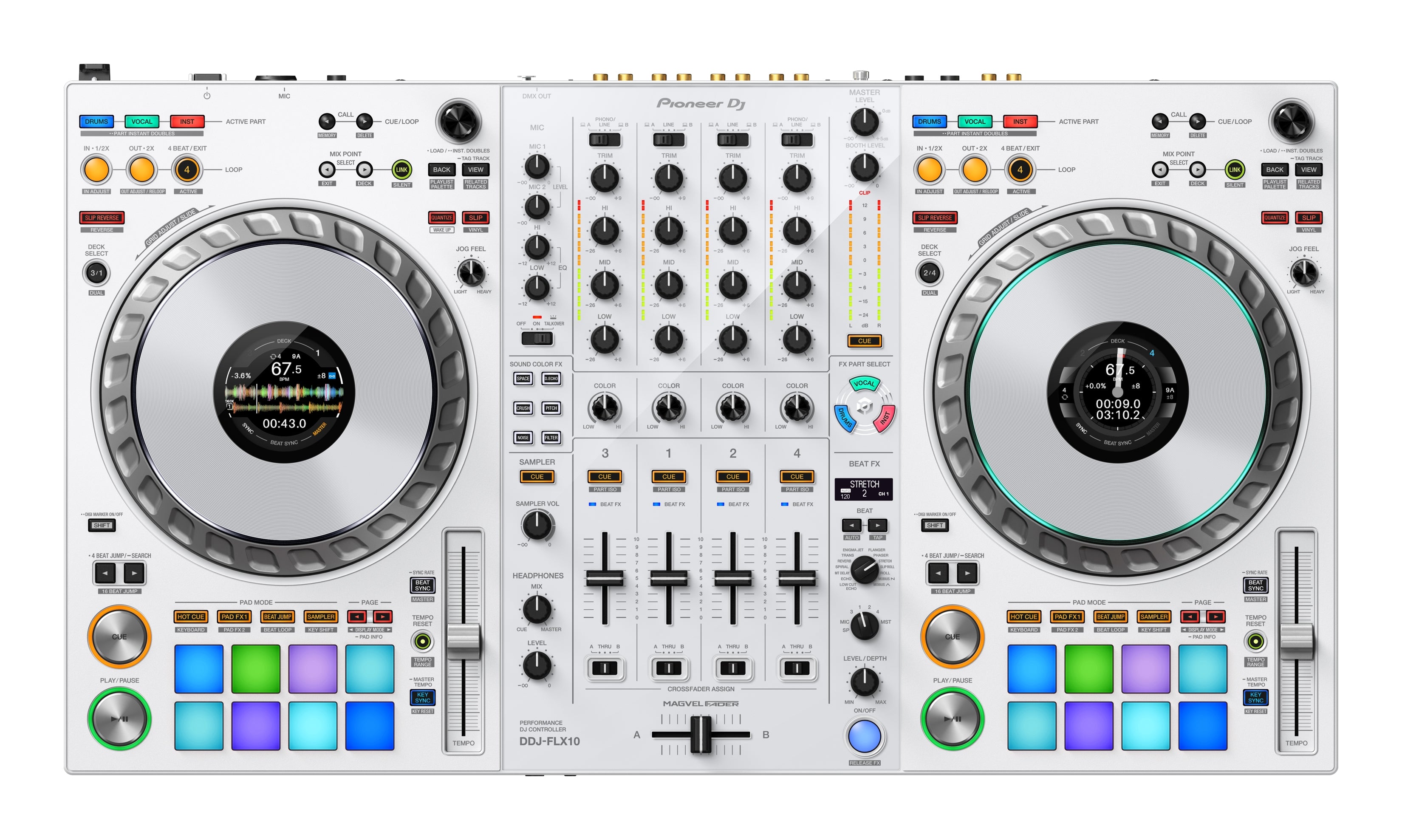 Pioneer DJ DDJ-FLX10-W (White) "Party Rocker" Bundle