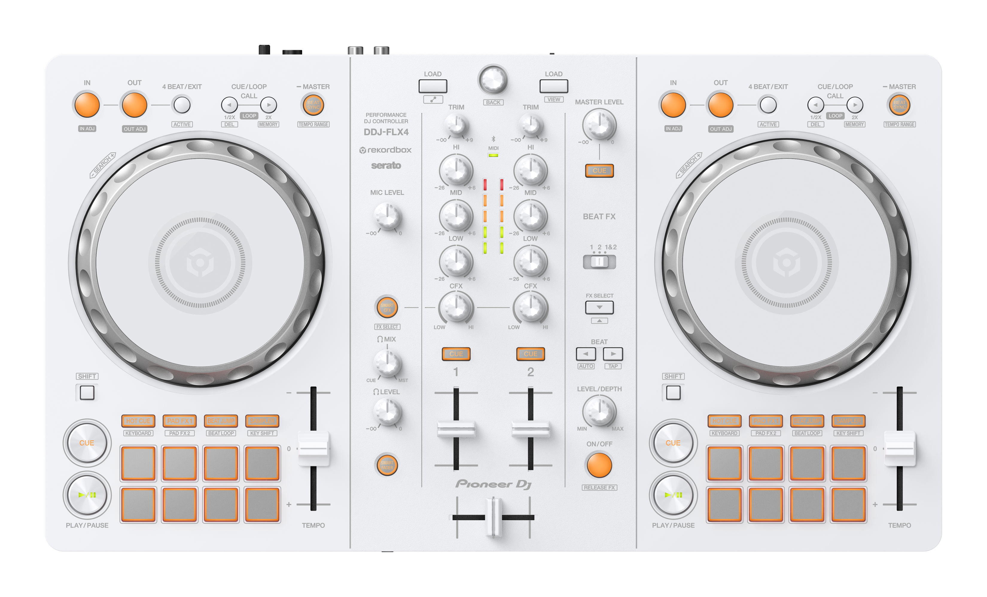 Pioneer DJ DDJ-FLX4-W - 2-Channel DJ Controller for Serato, Rekordbox and djay, Limited White Edition