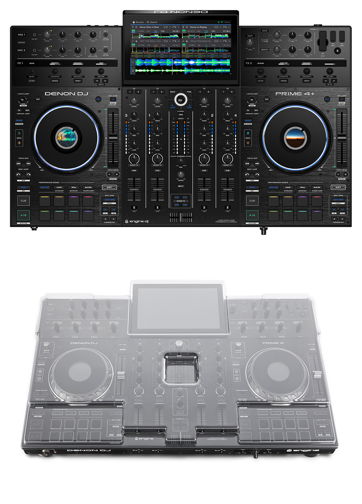 Denon DJ Prime 4+ + Decksaver DS-PC-PRIME4 Cover Bundle