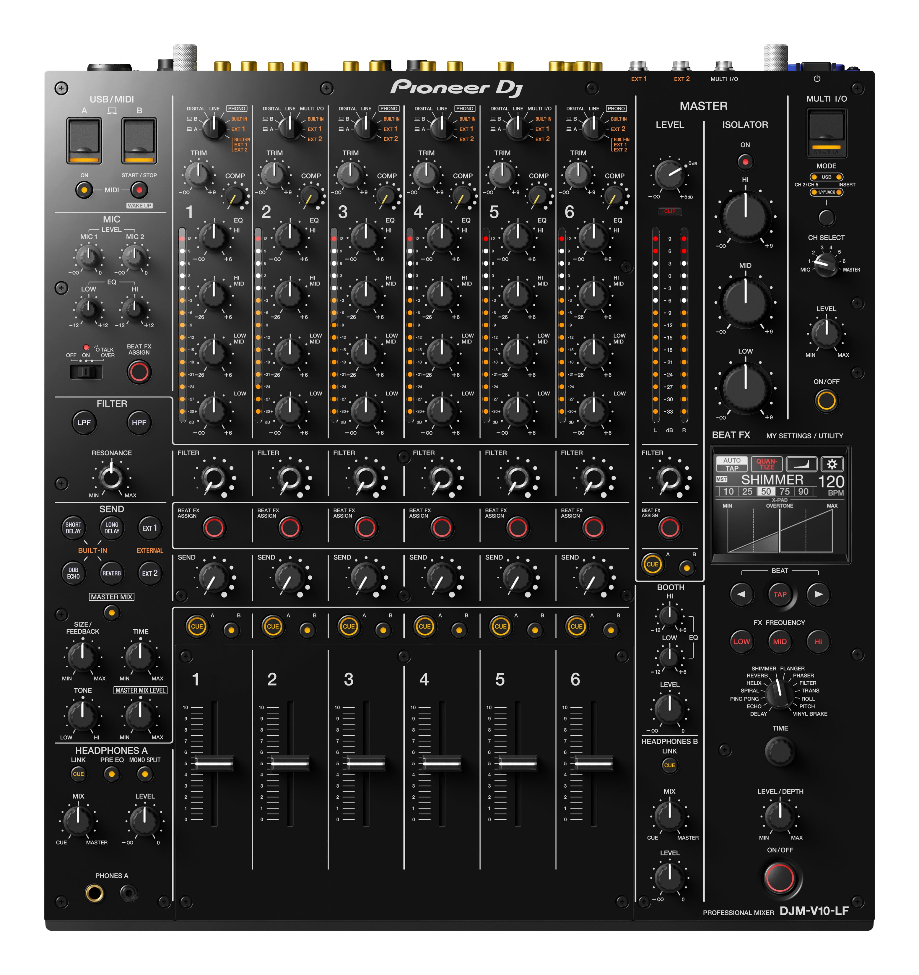 Pioneer DJ DJM-V10-LF - Creative style 6-channel professional DJ mixer with Long Fader