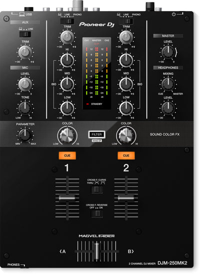 Pioneer DJ DJM-250MK2 - 2-Channel Scratch Mixer with rekordbox DJ and rekordbox DVS Open Box