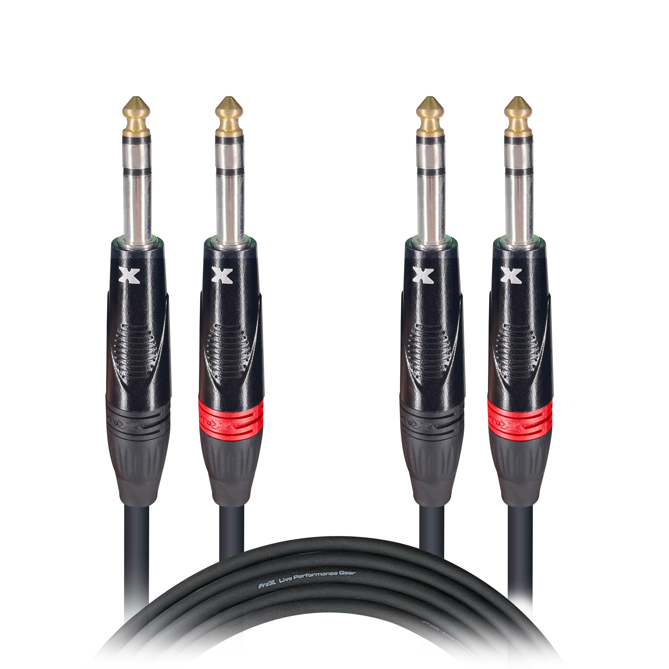 ProX XC-DTRS10 - 10 Ft. Balanced Dual 1/4" TRS-M to Dual 1/4" TRS-M High Performance Audio Cable