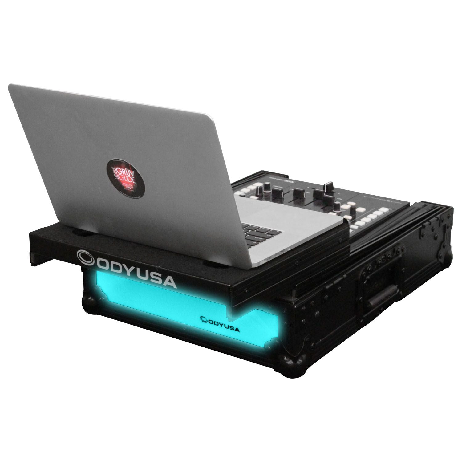 Odyssey FFXGS12MX1BL - Black Low Profile Universal 12 Inch Format DJ Mixer Case with Glide Platform and LED Panel