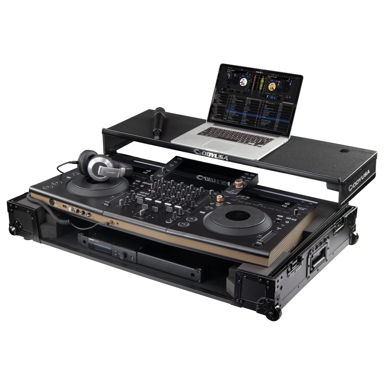 Odyssey FFXOPUSQUADCW1 - Pioneer DJ OPUS-QUAD Flight Effects Case with Glide Style Laptop Platform and Wheels