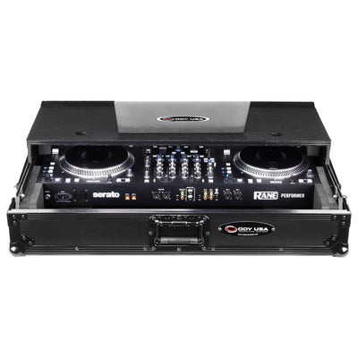 Odyssey FRBLGLP1UWPERFORMER - RANE PERFORMER Black Label 1U Case with Glide Style Laptop Platform and Wheels