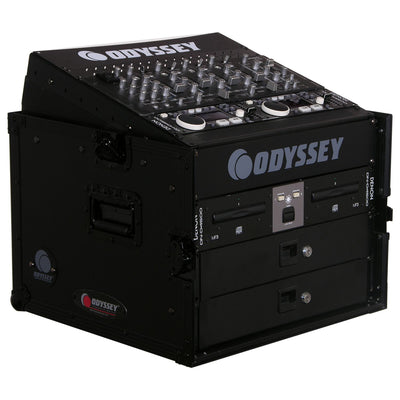 Odyssey FZ1006BL Black 10U Top Slanted 6U Vertical Pro Combo Rack