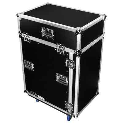 Odyssey FZ1416W - 14U Top Slanted 16U Vertical Pro Combo Rack with Casters.
