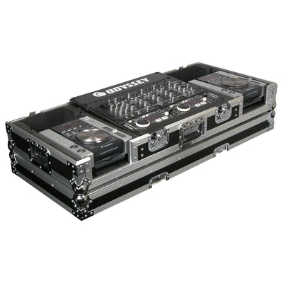 Odyssey FZ19CDIW - Universal 19" Format DJ Mixer and Two Medium Format Media Players Coffin Flight Case.