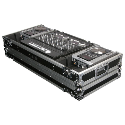 Odyssey FZ19CDIW - Universal 19" Format DJ Mixer and Two Medium Format Media Players Coffin Flight Case.